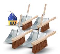 Novaliv Lot de 4 pelles en fibres de coco galvanisées avec poils de coco et balayette
