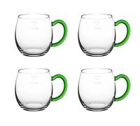 Novaliv Lot de 4 verres à vin avec anse verte - 250 ml