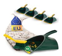 Novaliv Lot de 5 kits de balayage Jumbo, avec griffes, en 2 pièces, en plastique, vert et jaune, à poils courbes, avec pelle de balayage et balayeuse à main