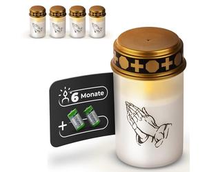 Novaliv Lot de 5 lanternes funéraires LED blanches - Bougie funéraire - Bougie funéraire avec batterie - Bougie commémorative - Lanterne funéraire - Lumière éternelle