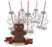 Novaliv Lot de 6 tasses à vin chaud - 440 ml - Personnalisables - Avec paille - Bonhomme en pain d'épice comme gobelet à vin chaud - Motif boule de sapin de Noël