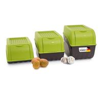 Novaliv Lot de boîtes de rangement pour pommes de terre - 3,5 l + 5 l + 9 l - Vert - Boîtes à pommes de terre - Boîtes empilables - Boîtes à oignons, pommes de terre, fruits, pommes de terre