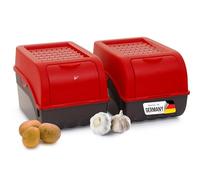 Novaliv Mitel Boîte de rangement pour pommes de terre | 2 x 5 l | Rouge | Boîte à légumes empilable Boîte à oignons et pommes de terre Boîte de conservation pour oignons et carottes
