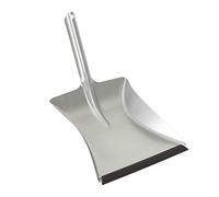 Novaliv Pelle à poussière en métal galvanisé argenté avec lèvre en caoutchouc pour poussière fine - Pelle à charbon en métal - Kit de balayage manuel - Balayeuse de camping et pelle à poussière