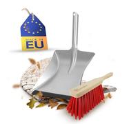 Novaliv Pelle en métal avec lèvre en caoutchouc I Galvanisée I Pelle à goupille I Pelle à tôle Pelle à cendres Pelle à four Kehrblech + Handfeger Elaston galvanisé