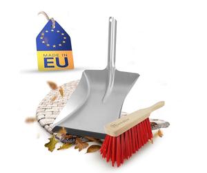 Novaliv Pelle en métal avec lèvre en caoutchouc I Galvanisée I Pelle à goupille I Pelle à tôle Pelle à cendres Pelle à four Kehrblech + Handfeger Elaston galvanisé