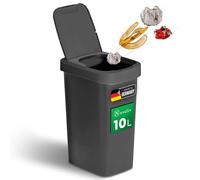 Novaliv Poubelle 10 l avec couvercle 2 en 1, couvercle rabattable et couvercle basculant - Poubelle élégante anti-odeur pour salle de bain, cuisine, maison, bureau, poubelle en plastique