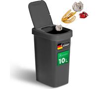 Novaliv Poubelle 10L avec couvercle 2en1, couvercle rabattable & couvercle basculant, Poubelle élégante anti-odeur pour salle de bain cuisine ménage bureau, Poubelle Bin Déchets plastique Poubelle