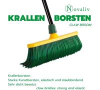 Novaliv Premium Balai à griffes avec manche 30cm y compris set de balayage Jumbo, balai spécial à poils courbes tête en plastique -idéal comme balai de jardin, balai à gratter, balai pour gazon synthé