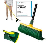Novaliv Premium Balai à griffes avec manche 30cm y compris set de balayage Outdoor, balai spécial à poils courbes tête en plastique -idéal comme balai de jardin, balai à gratter, balai pour gazon synt
