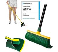 Novaliv Premium Balai à griffes avec manche 40cm y compris set de balayage Jumbo, balai spécial à poils courbes tête en plastique -idéal comme balai de jardin, balai à gratter, balai pour gazon synthé