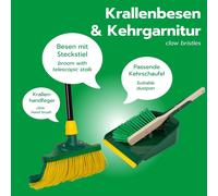 Novaliv Premium Balai à griffes avec manche 40cm y compris set de balayage Outdoor, Balai spécial à poils courbés - Idéal comme balai de jardin, balai grattoir, balai pour gazon synthétique, Optimal p