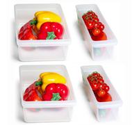 Novaliv Réfrigérateur Set de 4 organisateurs Réfrigérateur Petit + Moyen BPA-free Organisation de la cuisine Organiseur de réfrigérateur alimentaire Organiseur de bouteilles Compartiment de rangement 