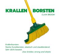 Novaliv Set balai à griffes 30 cm bois avec manche télescopique poils courbes avec ensemble de balayage Balai de jardin Balai de rue Balayette (Balai + pelle de balayage Set balai à griffes, 40 cm)