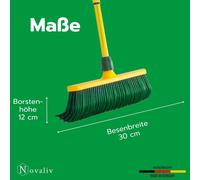 Novaliv Set balai à griffes 30 cm plastique avec manche télescopique poils courbes Balai de jardin Balai de rue Balai à feuilles (1, balai 30 cm avec manche)