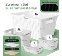 Novaliv Set de 3 boîtes de rangement avec couvercle Cuisine 1L Blanc Plastique aspect rotin Cuisine Rangement & organisation Armoire sans BPA Organiseur Boîtes de rangement pour sachets de thé Snacks 