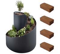 Novaliv Spirale à herbes avec 4 tuiles de coco I 35 cm x Ø 55 cm I Anthracite I Parterre d'herbes aromatiques Tour d'herbes Herbes Grande Tour d'Herbes Spirale à épices Spirale de fleurs