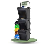 Novaliv Système de tri sélectif - 3 poubelles de 25 l - 4 compartiments - Systèmes de tri sélectif empilables - Récipient de recyclage - Système de tri des déchets - Organisateur de déchets