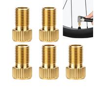 Novaly Lot de 5 adaptateurs de valve de vélo française vers valve de voiture, adaptateurs de valve Presta en laiton avec bague d'étanchéité, bouchons de valve de vélo DV SV vers AV pour pompe à vélo