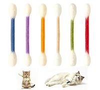 Novaly Lot de 6 jouets à mâcher à l'herbe à chat en coton Qtips - Corde à mâcher durable pour gros chatons dentistes
