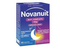 NOVANUIT nuit complète - Mélatonine 1,9 mg, Plantes, Vitamine B6 - Complément Alimentaire - Endormissement rapide, Sommeil continu de qualité, Réduction de la fatigue - 20 comprimés réservé à l’adulte