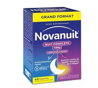 NOVANUIT nuit complète - Mélatonine 1,9 mg, Plantes, Vitamine B6 - Complément Alimentaire - Endormissement rapide, Sommeil continu de qualité, Réduction de la fatigue - 40 comprimés Réservé à l’adulte
