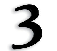 NOVAP Chiffre autocollant « 3 » en relief, 40 mm, noir, lot de 5