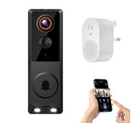 Novaquill Caméra de sonnette vidéo sans fil 1080p, surveillance intérieur/extérieur, stockage dans le cloud, détection humaine AI, Wi-Fi 2,4 GHz uniquement, conversation bidirectionnelle, vision