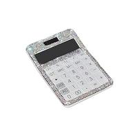 Novara Calculatrice Plastique Calculatrice Strass Cristal Éblouissant 12 Chiffres Solaire et Batterie Affichage LCD Double Alimentation pour Bureau, École Blanc