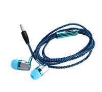 Novara H-169 3.5mm MP3 MP4 Cordon Tresse de subwoofer de cablage, Ecouteurs de Musique Universelle avec Controle du de mic (Bleu)