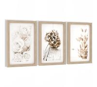 Novart Ensemble de tableaux bohémiens avec cadre - décoration murale pour salon ou chambre - 3 œuvres beige - N123130aR1