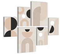 Novart PRÊT À ÊTRE ACCROCHÉ - Tableaux Decoration Set Abstrait géométriques Personnages Beige Noir - Salon Chambre Couloir XXL Collage - N035163a