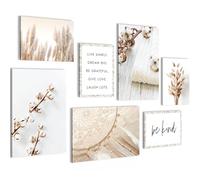 Novart PRÊT À ÊTRE ACCROCHÉ - Tableaux Decoration Set Boho Beige Vintage - Salon Chambre XXL Collage - N020172a