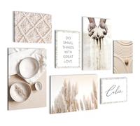 Novart PRÊT À ÊTRE ACCROCHÉ - Tableaux Decoration Set Boho Beige Vintage - Salon Chambre XXL Collage - N020272a