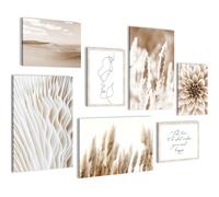 Novart PRÊT À ÊTRE ACCROCHÉ - Tableaux Decoration Set Boho Herbe de la pampa Beige - Salon Chambre XXL Collage - N013372a