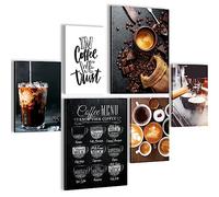 Novart PRÊT À ÊTRE ACCROCHÉ - Tableaux Decoration Set Cafetière Café Coffee Bar - Salle À Manger Cuisine XXL Collage - N027763a