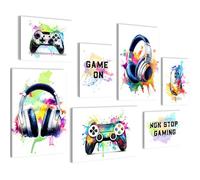 Novart PRÊT À ÊTRE ACCROCHÉ - Tableaux Decoration Set Console de jeux Gamer Multicolore - Salon Chambre Couloir XXL Collage - N038772a