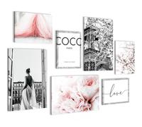Novart PRÊT À ÊTRE ACCROCHÉ - Tableaux Decoration Set Fashion Coco - Salon Fille Adolescents XXL Collage - N021772a