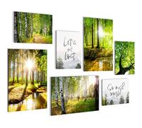 Novart PRÊT À ÊTRE ACCROCHÉ - Tableaux Decoration Set Forêt Paysage Vert - Salon Chambre Couloir XXL Collage - N036672a