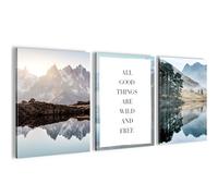 Novart PRÊT À ÊTRE ACCROCHÉ - Tableaux Decoration Set Lac Montagnes Nature - Salon Chambre XXL Collage - N003635a