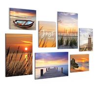 Novart PRÊT À ÊTRE ACCROCHÉ - Tableaux Decoration Set Lac Montagnes Paysage Coucher de soleil - Salon Chambre Couloir XXL Collage - N029572a