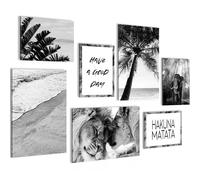 Novart PRÊT À ÊTRE ACCROCHÉ - Tableaux Decoration Set Lions Amour Noir Blanc - Salon Chambre XXL Collage - N014672a