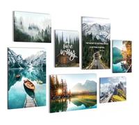 Novart PRÊT À ÊTRE ACCROCHÉ - Tableaux Decoration Set Nature Montagnes Lac Paysage - Salon Chambre Couloir XXL Collage - N028472a