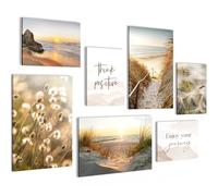 Novart PRÊT À ÊTRE ACCROCHÉ - Tableaux Decoration Set Plage Mer Boho Beige - Salon Chambre Couloir XXL Collage - N034772a