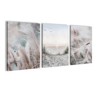 Novart PRÊT À ÊTRE ACCROCHÉ - Tableaux Decoration Set Plage Mer Boho Bleu Beige - Salon Chambre Couloir XXL Collage - N033835a