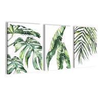 Novart PRÊT À ÊTRE ACCROCHÉ - Tableaux Decoration Set Plantes Vert Blanc - Salon Chambre Couloir XXL Collage - N038435a