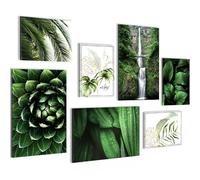 Novart PRÊT À ÊTRE ACCROCHÉ - Tableaux Decoration Set Vert Feuilles Chute d'eau Plante Nature - Salon Chambre XXL Collage - N004072a