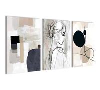 Novart Set de tableaux Abstrait - AUCUN CADRE SUPPLÉMENTAIRE REQUIS - Tableaux muraux pour Salon Chambre à coucher Bureau - Déco 3 pièces Silhouette - N041536a