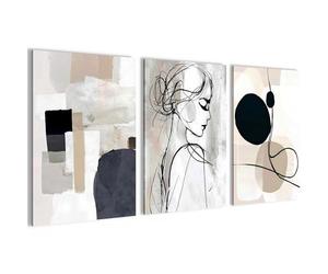 Novart Set de tableaux Abstrait - AUCUN CADRE SUPPLÉMENTAIRE REQUIS - Tableaux muraux pour Salon Chambre à coucher Bureau - Déco 3 pièces Silhouette - N041536a