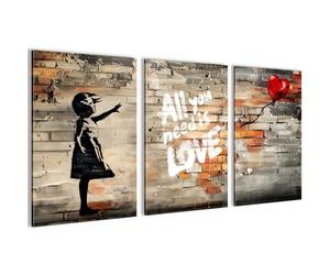 Novart Set de tableaux Banksy - AUCUN CADRE SUPPLÉMENTAIRE REQUIS - Tableaux muraux pour Salon Chambre à coucher Bureau - Déco 3 pièces Girl with balloon - N042036a